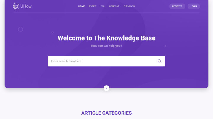 UHow-Helpdesk and knowldage Base and Documentation Website Template
